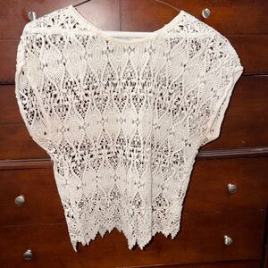 Bebe Ivory Lace Knit Blouse